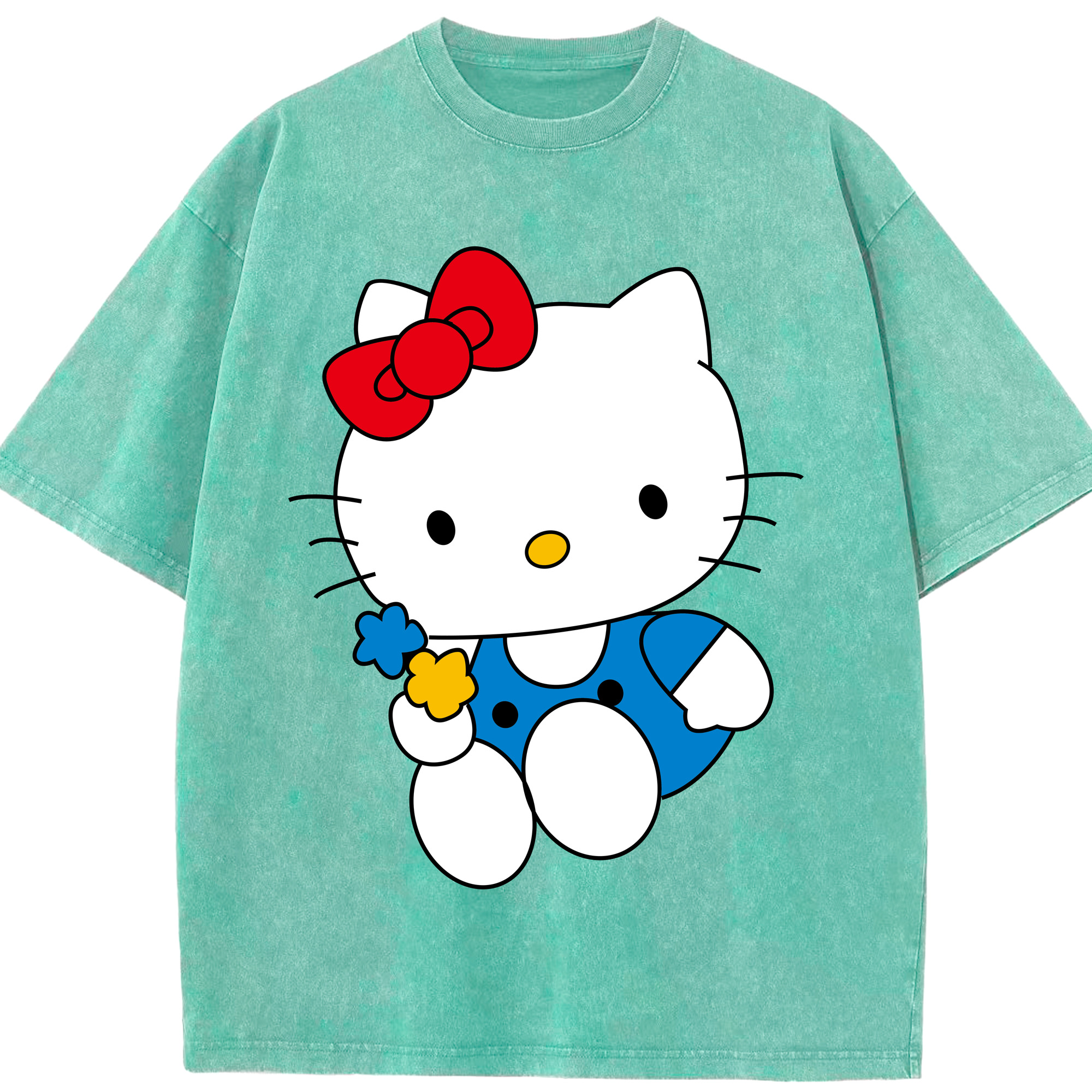 （画像用） Hello Kitty ハローキティ 綿100% ヴィンテージ風 半袖Tシャツ（フロントプリント）